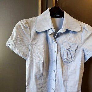 RK BOUTIQUE LIGHT BLUE SHORT SLEEVE DRESS SHIRT